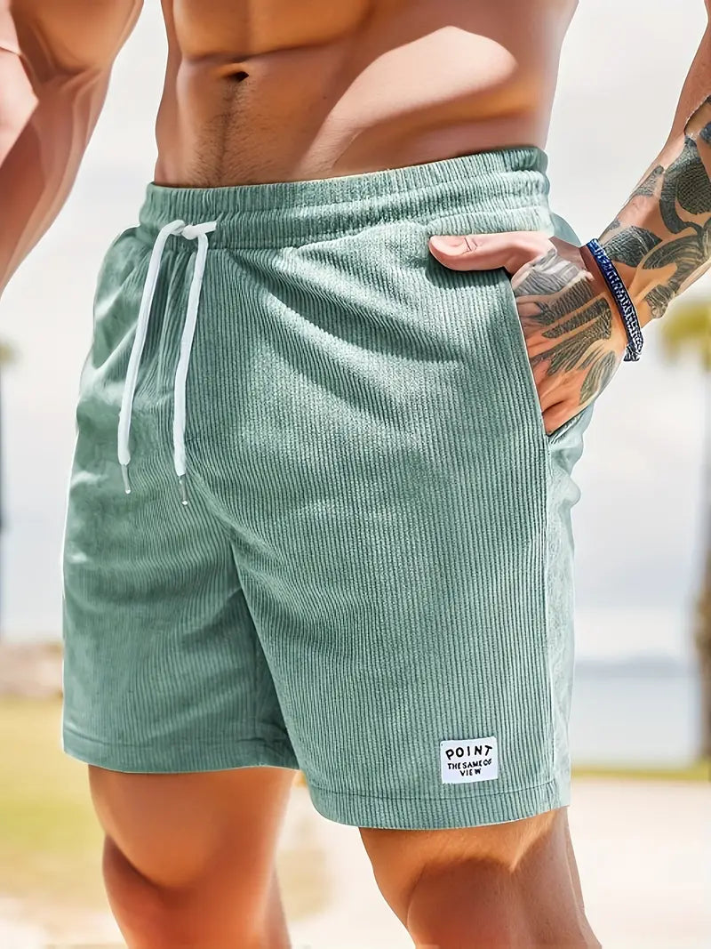 Pantaloncini estivi da uomo in velluto a coste | Vita elasticizzata, vestibilità dritta