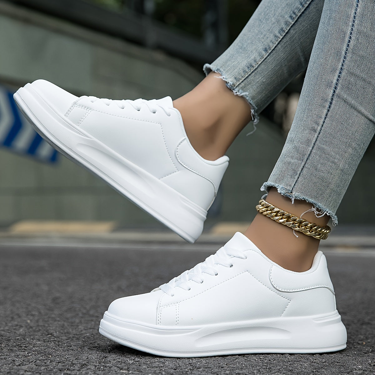 Zapatillas de estilo limpio y cuero para mujer
