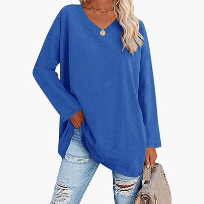 Chemise oversize pour femme avec col en V | Confort décontracté