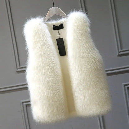 Women's Luxurious Vest Made of Artificial Fur | Sleeveless Jacket