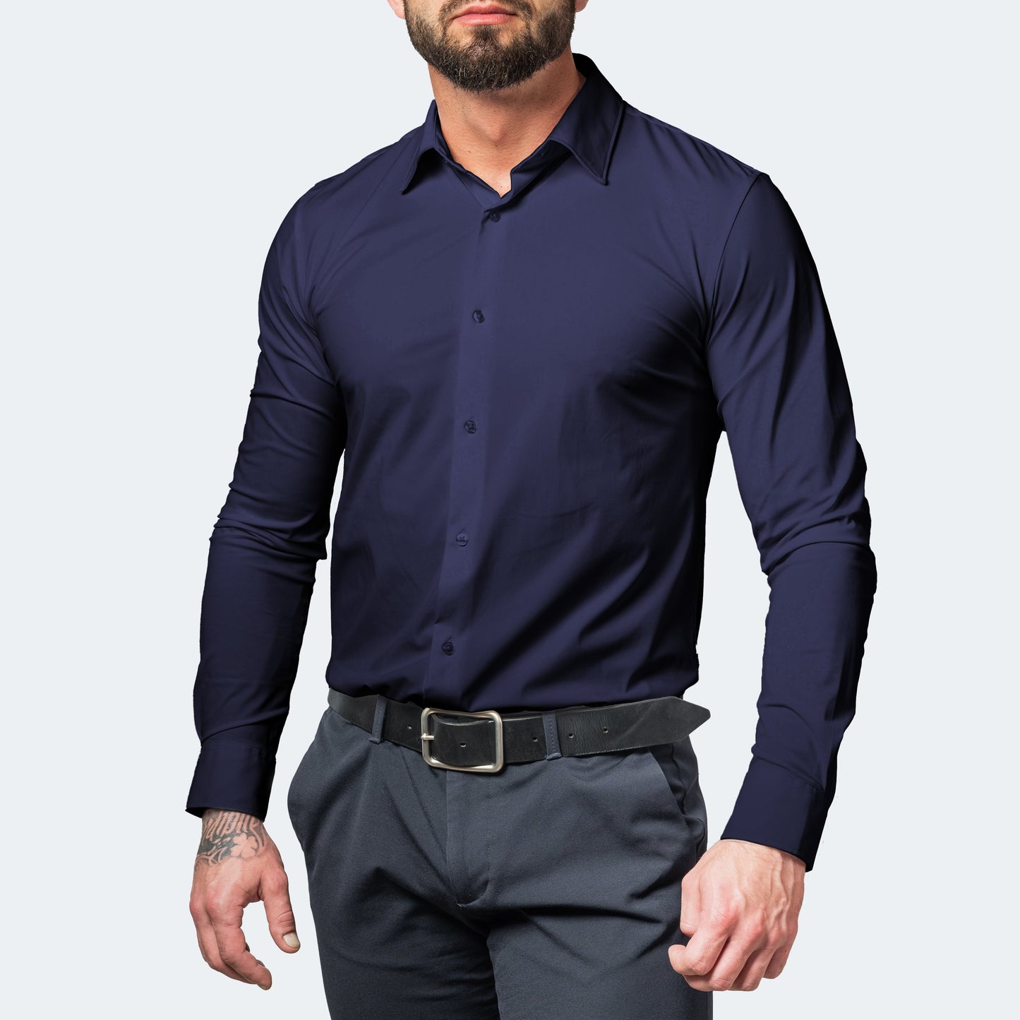 Men's Fitted Stretch Shirt Dress