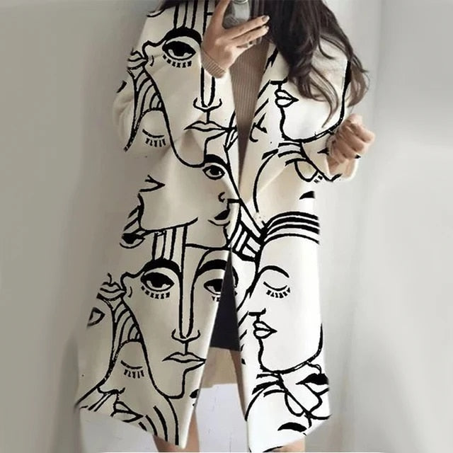 Elegancki Długi Płaszcz Damski z Kołnierzem z Klapami | Ciepły i Stylowy