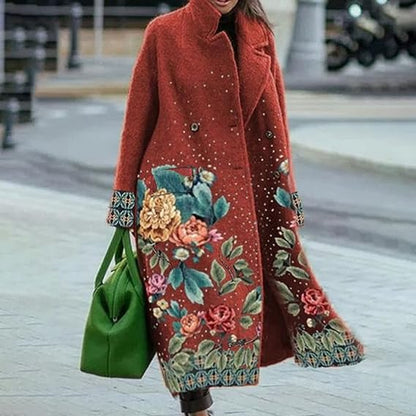 Elegancki Długi Płaszcz Damski z Kołnierzem z Klapami | Ciepły i Stylowy