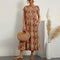 Robe midi décontractée pour femme en mélange de coton et de lin, à manches cape et col rond