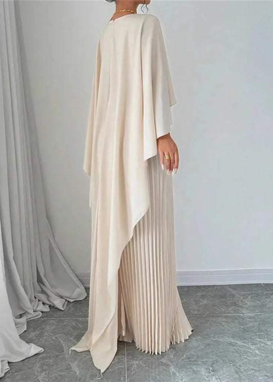 Women's Cape Overlay Maxi Dress | Pleated Wedding Guest Style