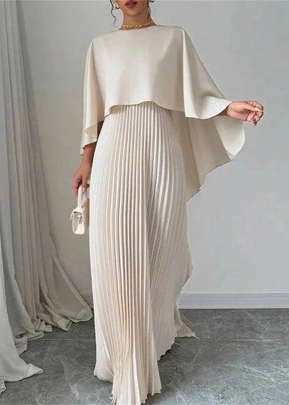 Women's Cape Overlay Maxi Dress | Pleated Wedding Guest Style