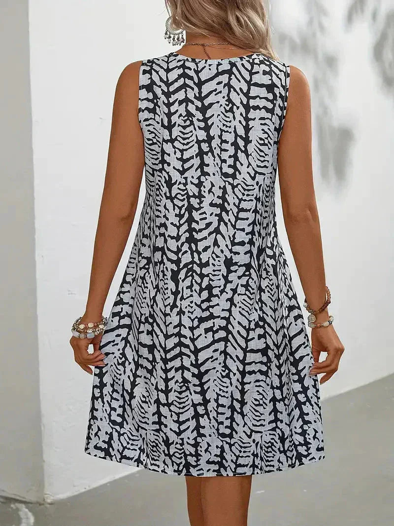 Vestito Estivo Donna Senza Maniche | Mini con Stampa Astratta
