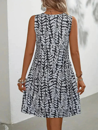 Vestito Estivo Donna Senza Maniche | Mini con Stampa Astratta