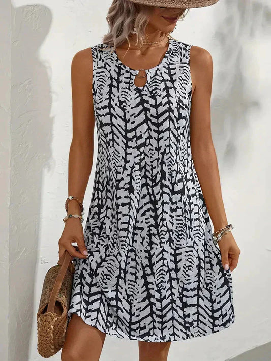 Vestido de verano sin mangas para mujer | Mini con estampado abstracto