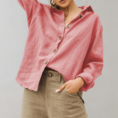 Chemise en coton et lin | Coupe décontractée, col classique