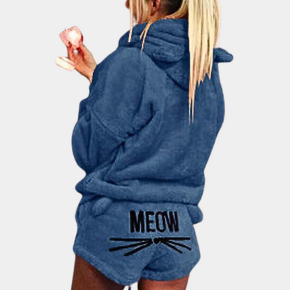 Conjunto de pijamas para mujer de polar extremadamente cómodo Meow