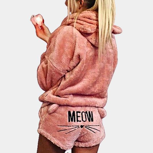 Conjunto de pijamas para mujer de polar extremadamente cómodo Meow