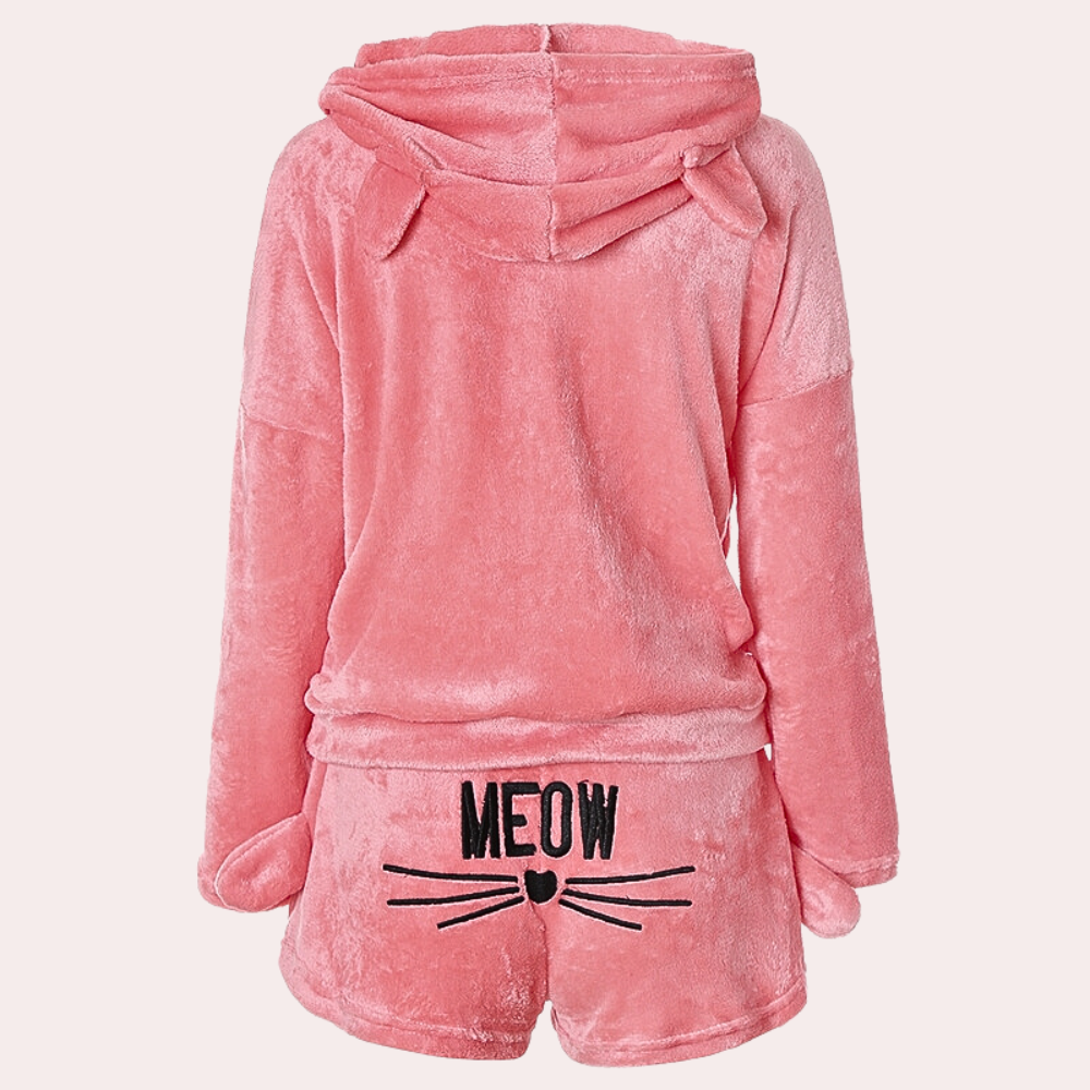 Conjunto de pijamas para mujer de polar extremadamente cómodo Meow