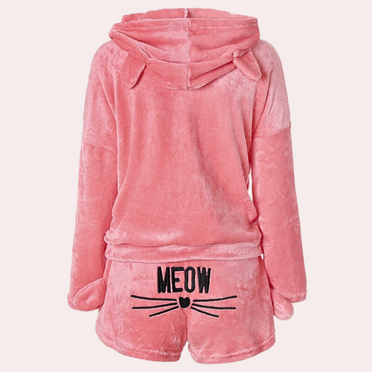 Conjunto de pijamas para mujer de polar extremadamente cómodo Meow