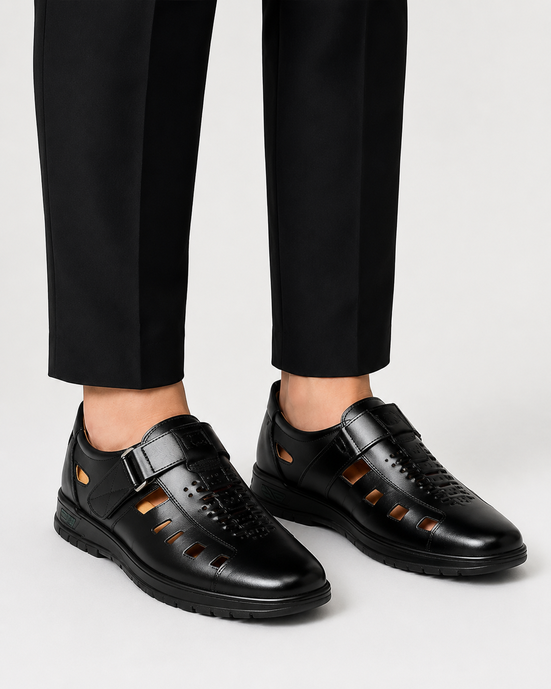 Sandali da uomo con punta chiusa | Stile in pelle regolabile Scarpe estive