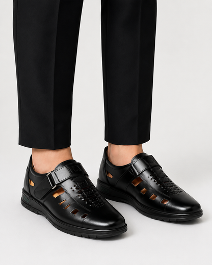 Sandali da uomo con punta chiusa | Stile in pelle regolabile Scarpe estive