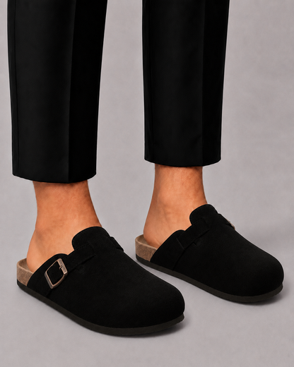 Zoccoli da uomo in similpelle scamosciata | Comodi con tallone aperto e slip-on