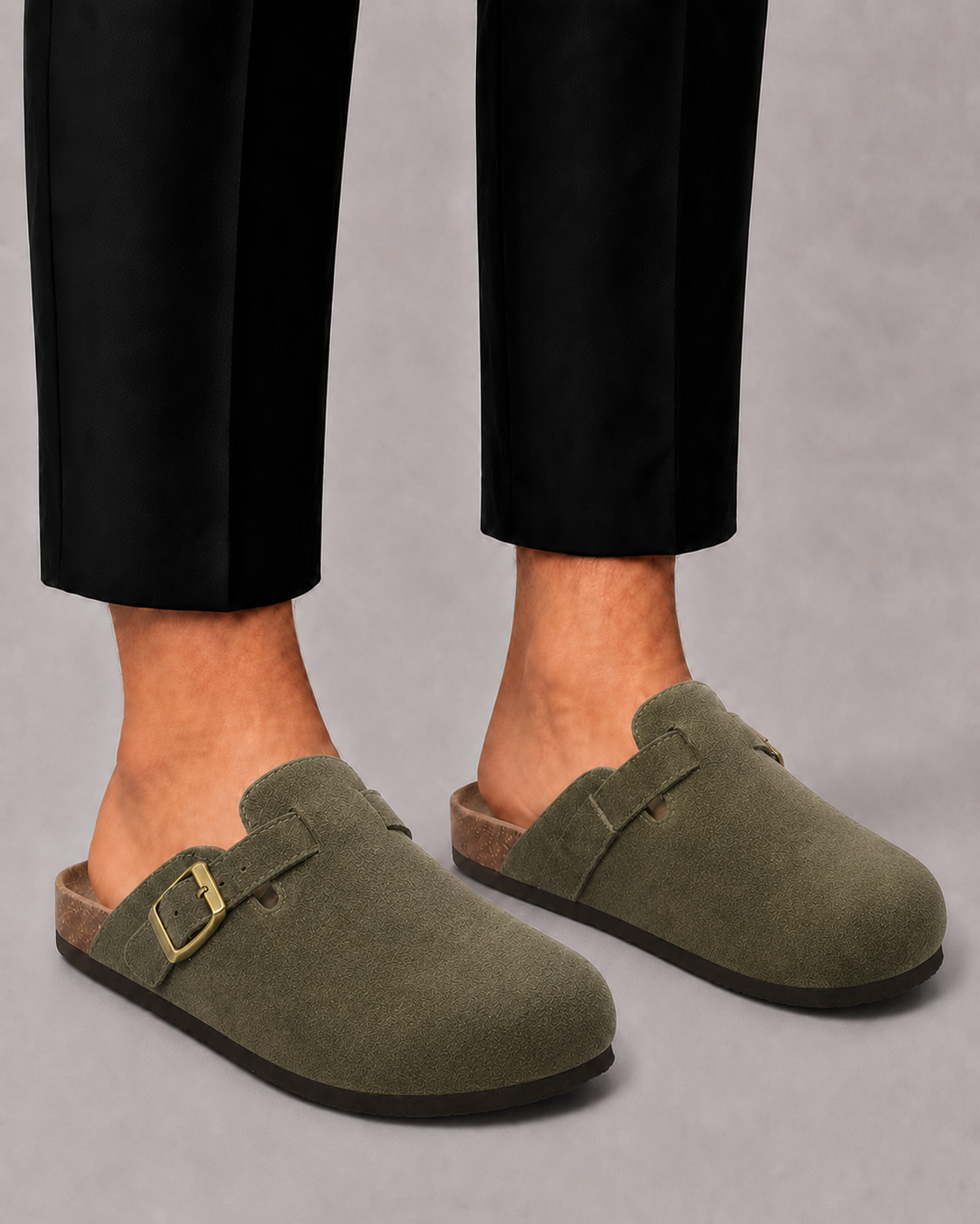 Zoccoli da uomo in similpelle scamosciata | Comodi con tallone aperto e slip-on