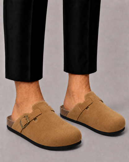 Zoccoli da uomo in similpelle scamosciata | Comodi con tallone aperto e slip-on