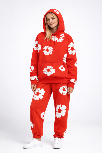 Ensemble de survêtement pour femme à imprimé floral | Sweat à capuche et joggers deux pièces