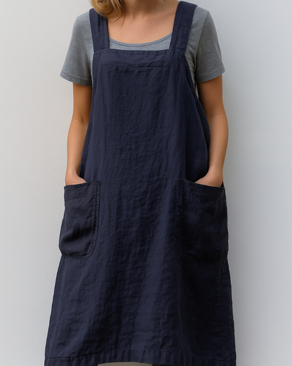 Robe d'été pour femme avec tablier | Poches Coupe décontractée