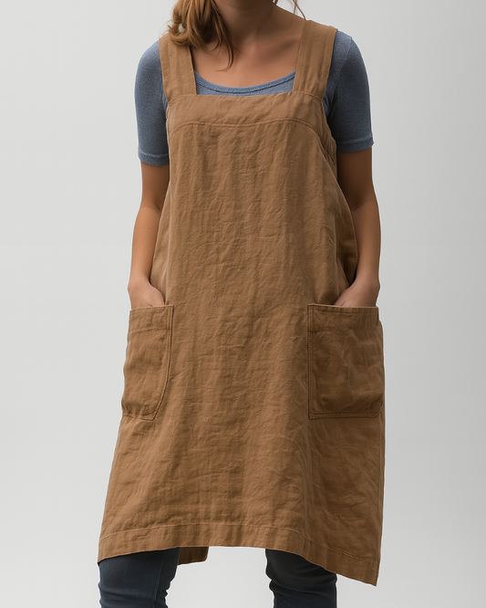 Vestido de verano estilo delantal para mujer | Bolsillos Corte relajado