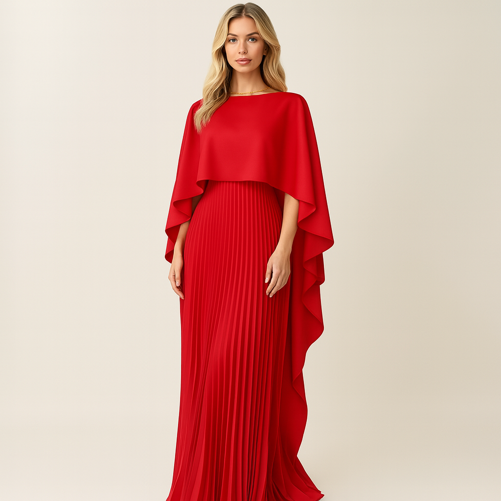 Long Evening Gown with Bat Sleeves | Flowing Stylish Dress Event