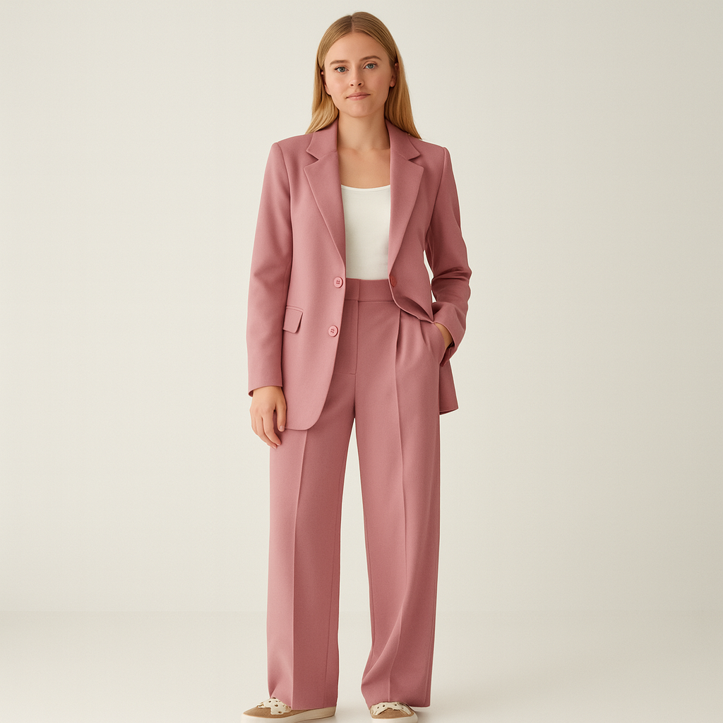 Traje clásico de dos piezas para mujer | Chaqueta ajustada y pantalones ajustados
