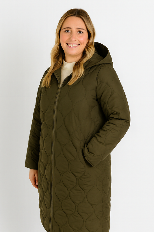 Abrigo de invierno acolchado largo oversize para mujer