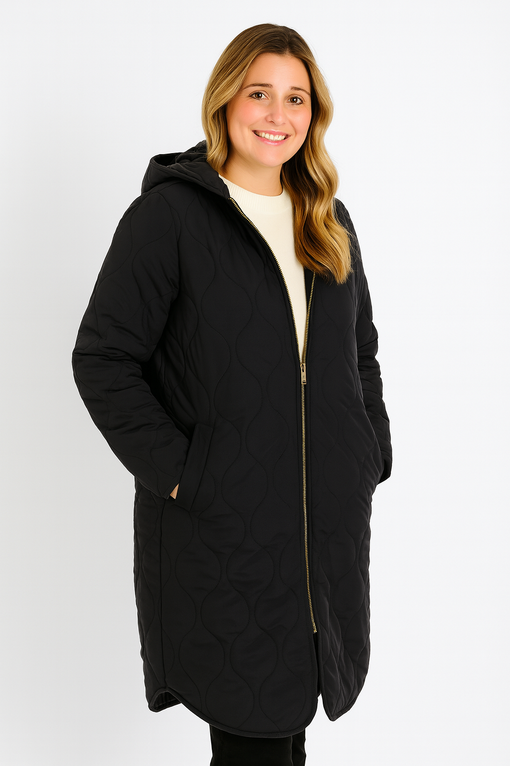 Abrigo de invierno acolchado largo oversize para mujer