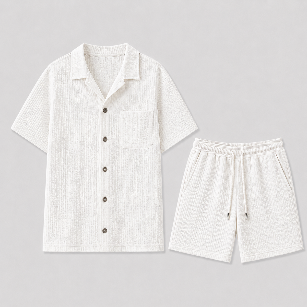 Set da uomo di pantaloncini in misto lino | Completo estivo a due pezzi