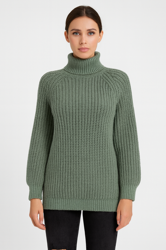 Suéter de punto para mujer con cuello alto | Mezcla de lana