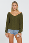 Women's Knit Sweater with Deep V-Neck