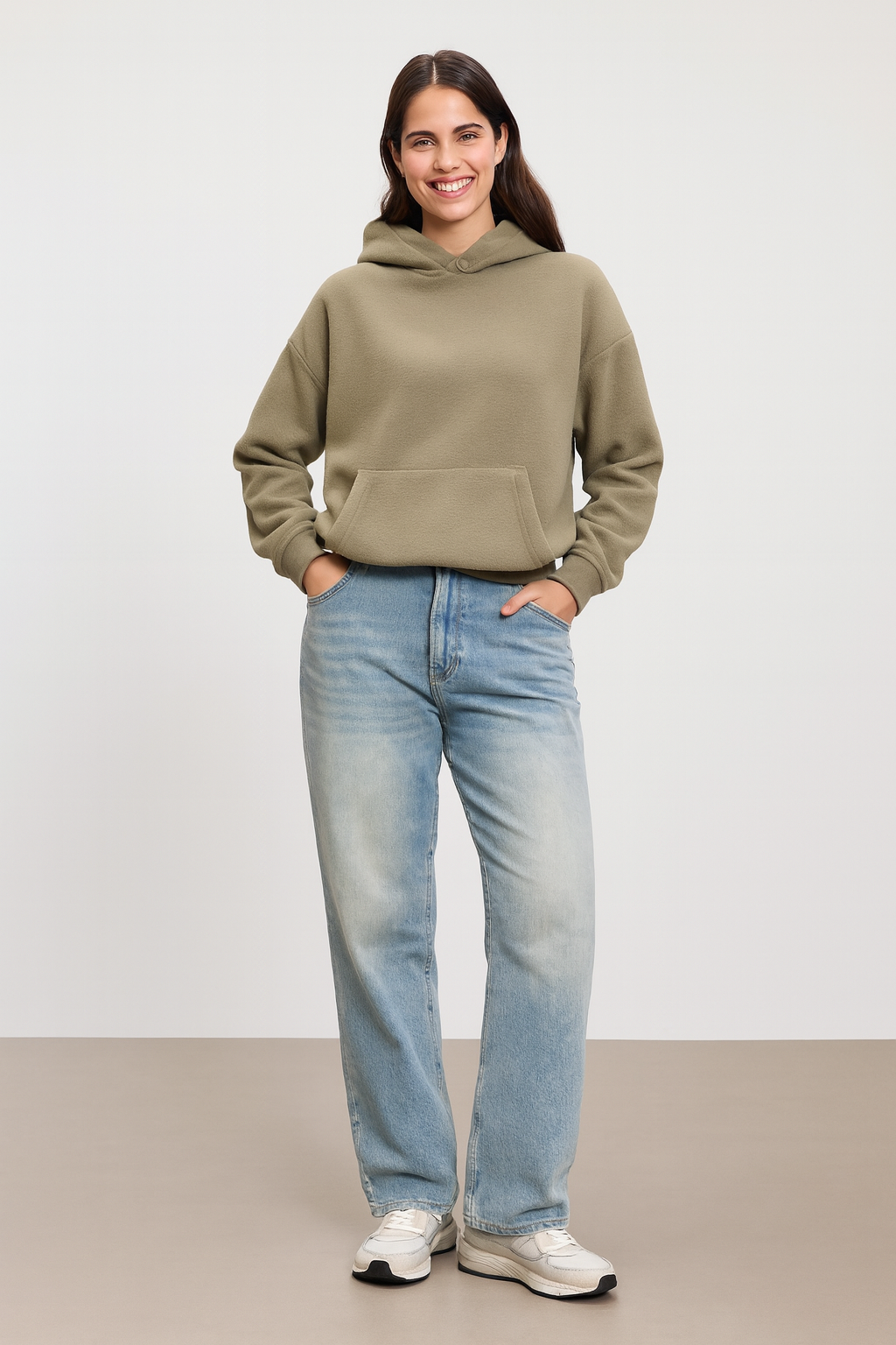 Sudadera de Invierno con Capucha Estilosa | Sudadera Polar para Mujer en Color Oliva