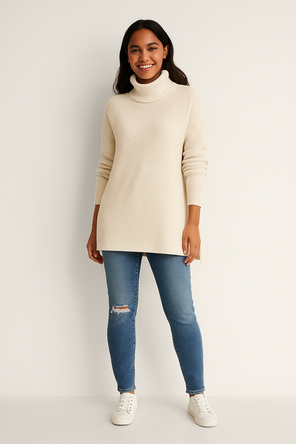 Women's Warm Knit Sweater with Turtleneck | Wool Blend
