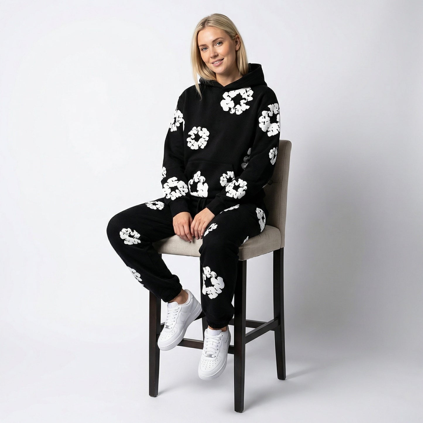 Ensemble de survêtement pour femme à imprimé floral | Sweat à capuche et joggers deux pièces