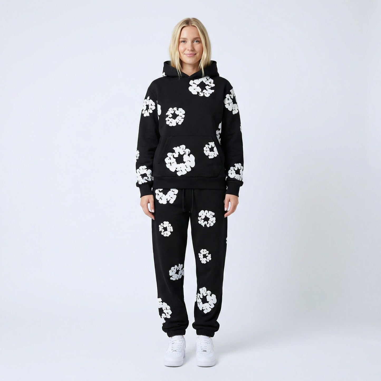 Ensemble de survêtement pour femme à imprimé floral | Sweat à capuche et joggers deux pièces