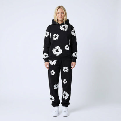 Ensemble de survêtement pour femme à imprimé floral | Sweat à capuche et joggers deux pièces