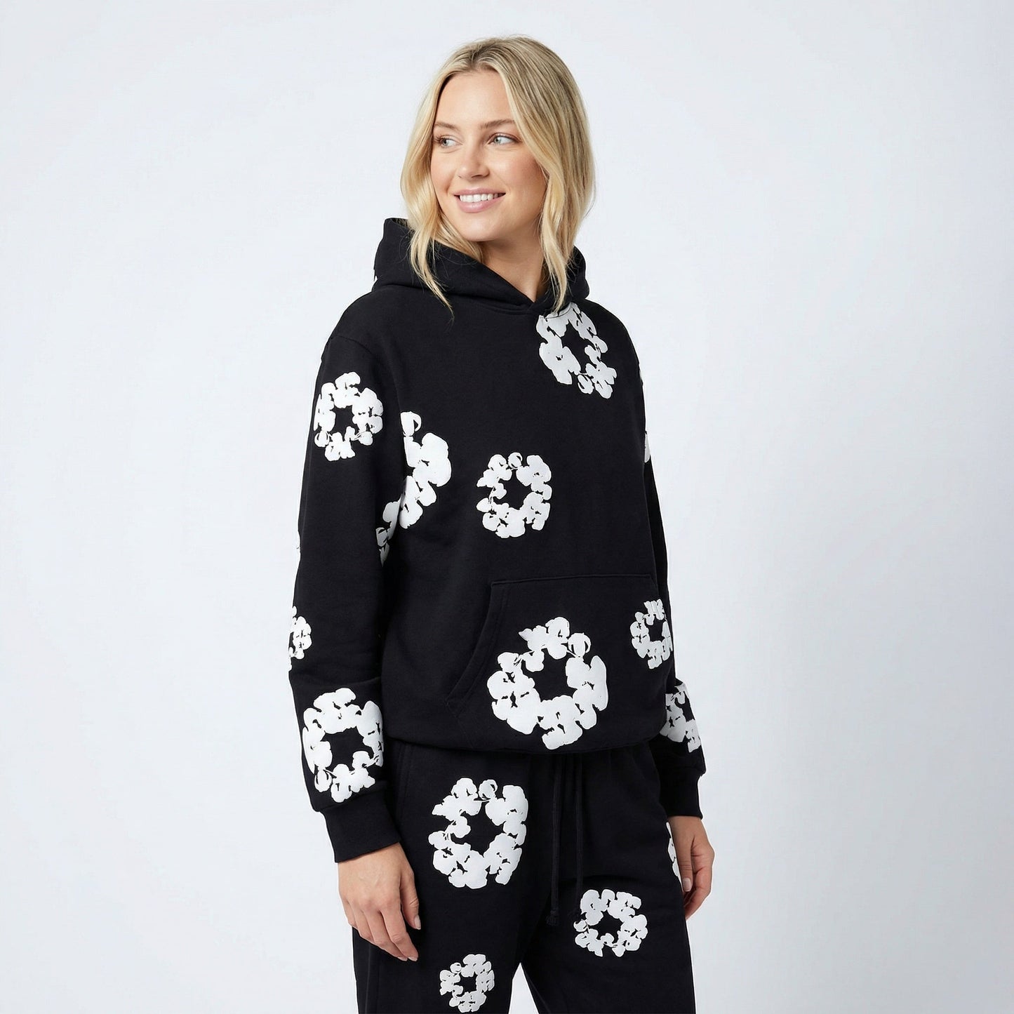 Ensemble de survêtement pour femme à imprimé floral | Sweat à capuche et joggers deux pièces