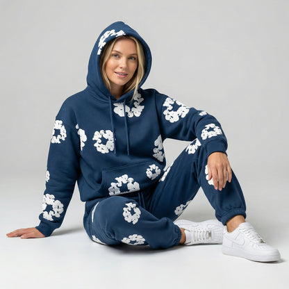 Ensemble de survêtement pour femme à imprimé floral | Sweat à capuche et joggers deux pièces
