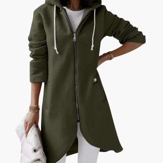 Sudadera para mujer con capucha y frente abierto | Cárdigan largo de manga larga y estilo casual