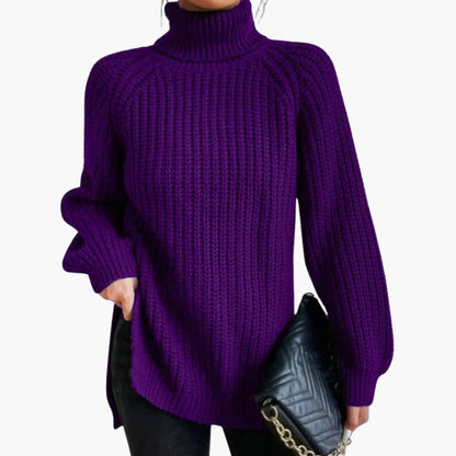 Maglione da donna con collo alto in stile oversize | Taglio comodo