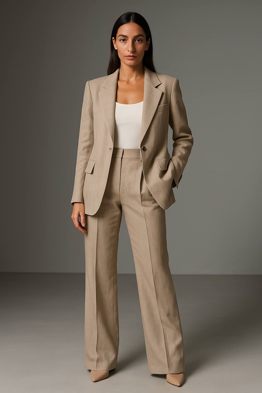 Ensemble Femme Veste et Pantalon | Costume Deux Pièces à Pantalons Amples