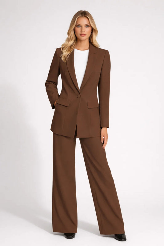 Traje de negocios para mujer para todas las estaciones con pantalones anchos