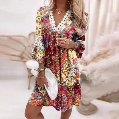 Robe d'été bohème pour femme | Détail en crochet