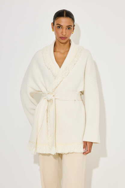 Damski Dzianina Kardigan Z Frędzlami Szczegół