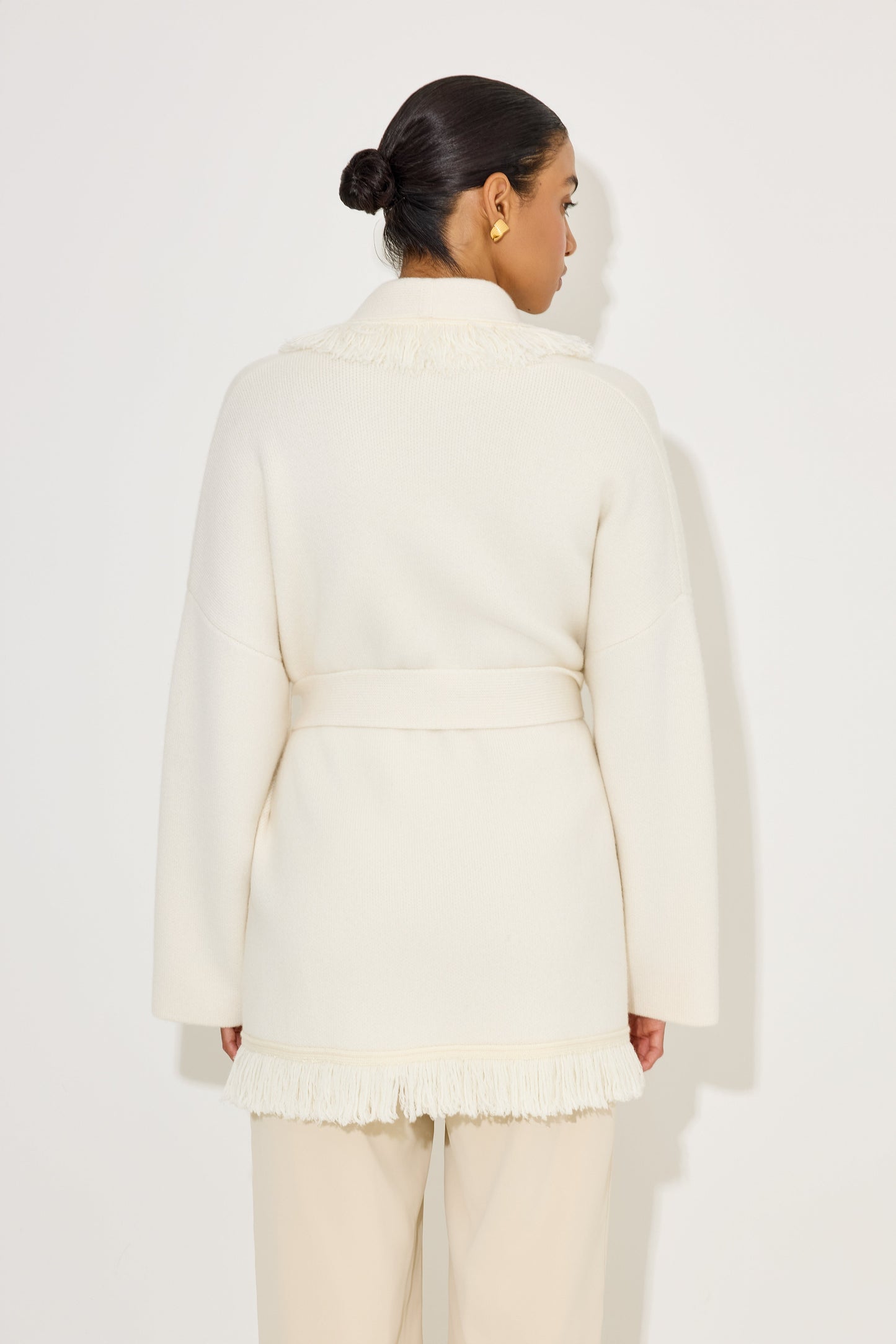 Damski Dzianina Kardigan Z Frędzlami Szczegół