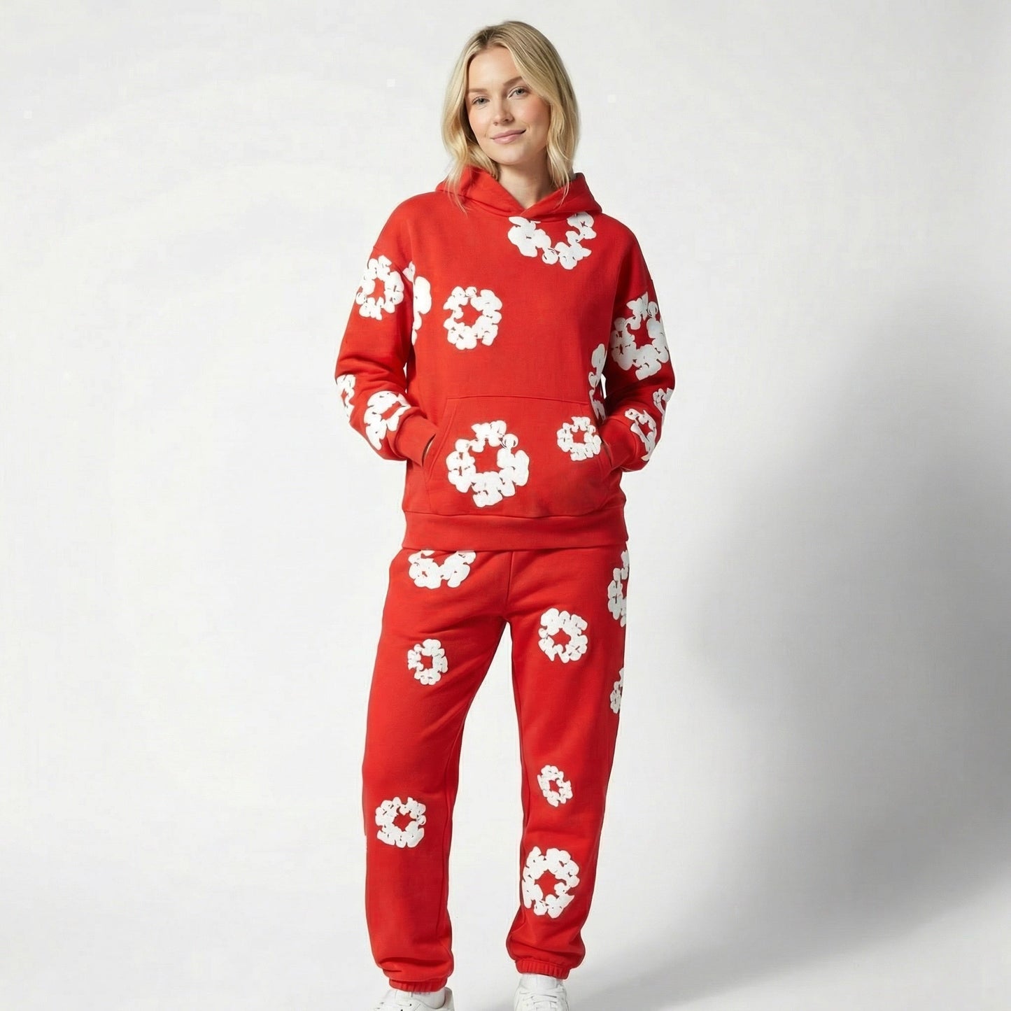 Ensemble de survêtement pour femme à imprimé floral | Sweat à capuche et joggers deux pièces