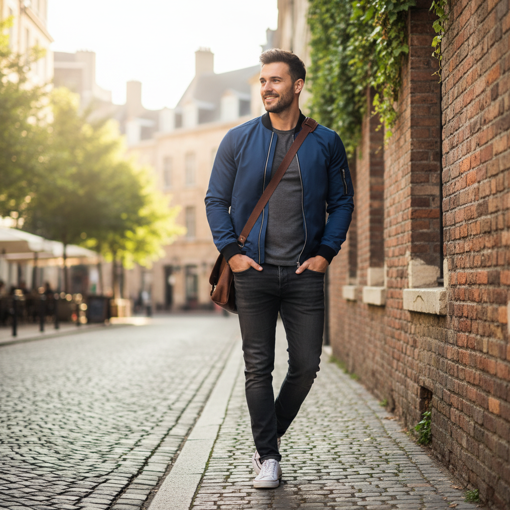 Giacca Bomber Uomo Slim Fit | Zip Manica Tasca Stile Quotidiano