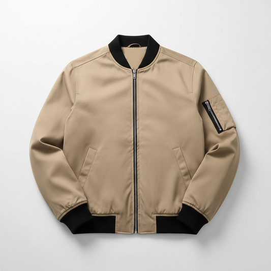 Chaqueta bomber de corte ajustado para hombre | Cremallera manga bolsillo estilo casual